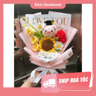 [Sẵn] Bó hoa handmade tốt nghiệp bằng len mix thú, đa dạng mẫu làm quà tặng bạn bè, người yêu, tốt nghiệp, si
