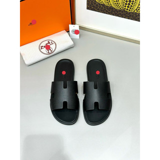 [Hot💥]Dép lê nam ℍ.𝕞 đen da sần đế gỗ fullbox
