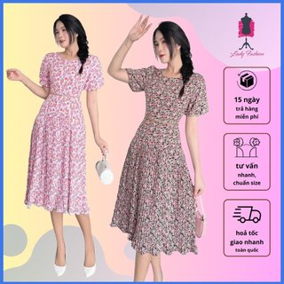(HCM) Đầm hoa nhí phối dập ly cách điệu D080- Khánh Linh Style - Lady Fashion
