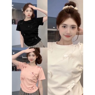Aó phông đính nơ baby teen chun eo siêu xinh  MC718