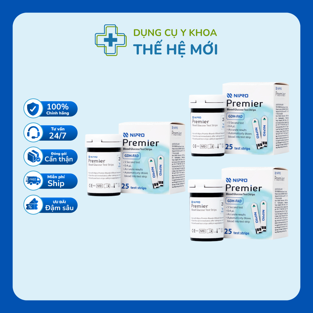 COMBO 3 HỘP QUE THỬ ĐƯỜNG HUYẾT NIPRO NHẬT BẢN