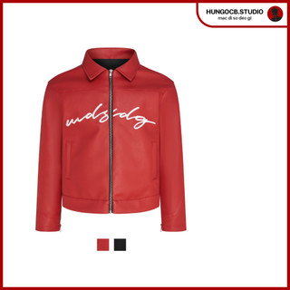 Áo khoác da slogan "mdsdg" - "mdsdg" leather jacket ss24 - hungocb studio