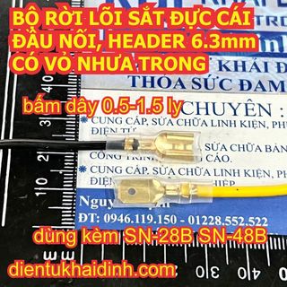 Gói 50 BỘ RỜI LÕI SẮT ĐỰC CÁI ĐẦU NỐI HEADER 6.3mm jack xe máy oto CÓ VỎ NHƯA TRONG kde3339