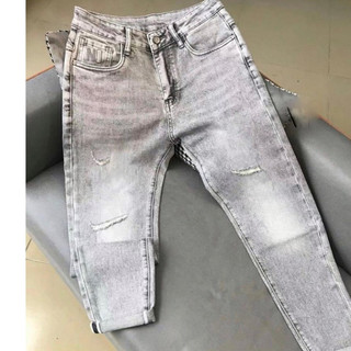 QUẦN JEAN NAM DÀI XÁM KHÓI RÁCH NHẸ,VẢI JEAN DÀY MỀM CO GIÃN TỐT THOẢI MÁI FORM SLIM TÔN DÁNG