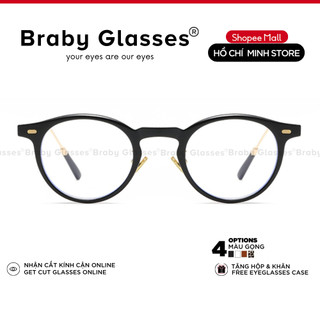 Gọng kính cận mắt tròn thời trang nam nữ Braby Glasses kim loại mảnh chống gãy kiểu dáng đơn giản tinh tế MK16