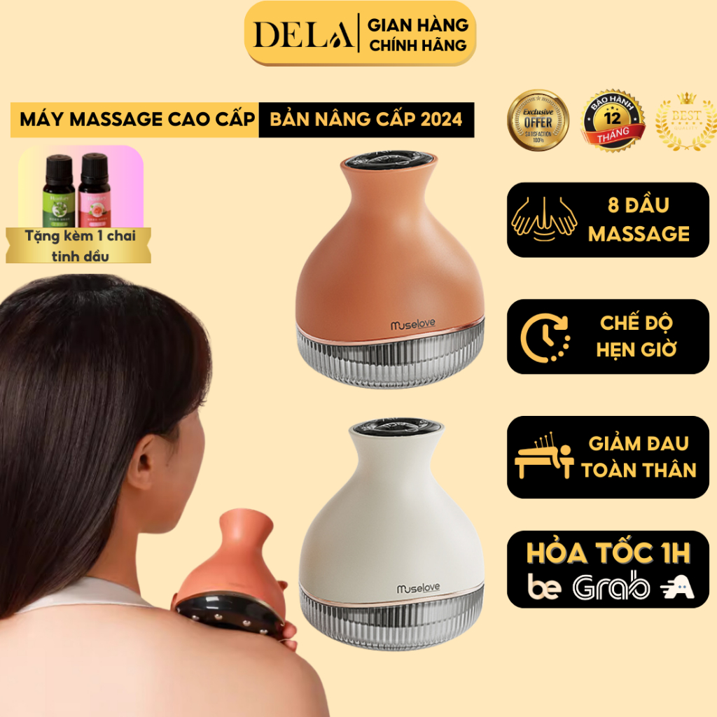 Máy Giác Hơi Cầm Tay Mini DELADEP Với 8 Đầu Massage Nam Châm Cạo Gió, Chườm Nóng, Giảm Đau Nhức Mệt Mỏi - GHC01