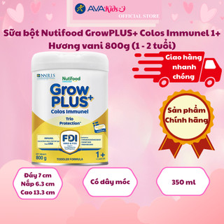 Sữa bột nutifood growplus+ colos immunel 1+ hương vani 800g