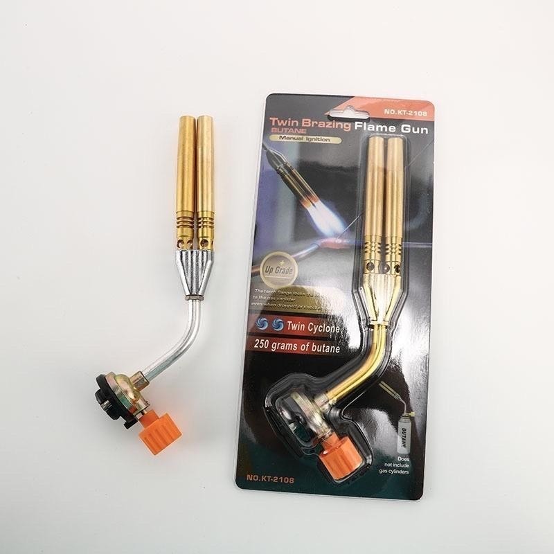 Khò Gas mini , Khò ga 2 nòng bằng thép không rỉ mạ đồng.hàn đồng