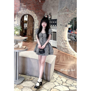 Đầm caro bèo tầng