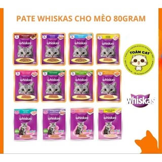 Pate Whiskas gói 80g cho mèo thơm ngon,dinh dưỡng,đủ vị.