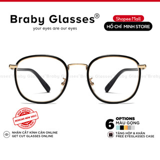 Gọng kính cận nam nữ Braby Glasses mắt kính tròn gọng kính kim loại màu sắc thời trang MK102