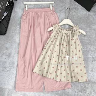 SET ÁO THÔ CHẤM BI CỔ NƠ QUẦN SUÔNG