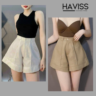 Quần short đùi nữ Haviss cạp lung cao ống rộng chất vải tuyết mưa siêu tôn dáng phong cách trẻ trung năng động