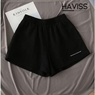 Quần short đùi unisex Haviss cạp chun lưng cao vải đũi mềm nhẹ thoáng mát kiểu dáng năng động cá tính