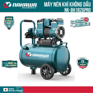 Máy nén khí nakawa cao cấp không dầu 26l - 1.8hp lên hơi nhanh , siêu êm nk-bh1826pro