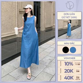 Váy suông dáng dài ChicLy Design chất denim cao cấp mềm mại - DD743
