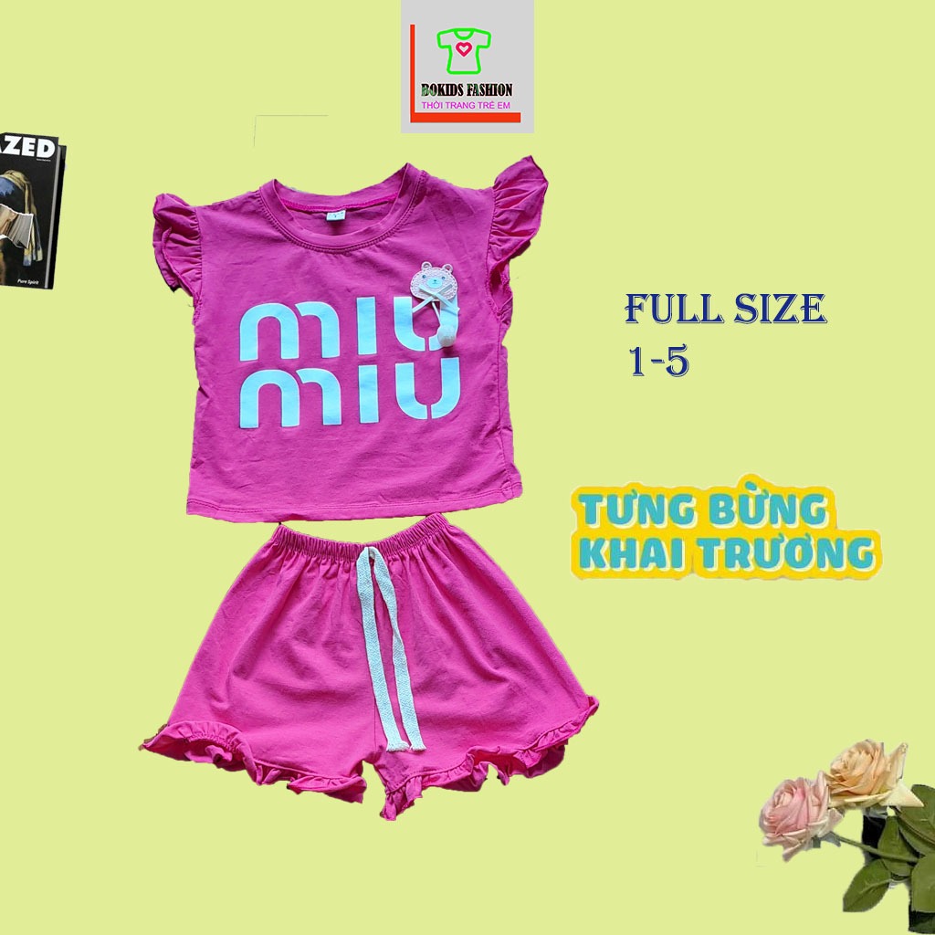 Bộ quần áo bé gái xinh xắn dễ thương, áo bé gái sát nách màu hồng miu miu, Bokids Fashion size 1-5(9
