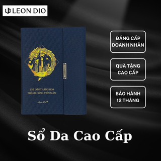 Sổ Còng Bìa Da A5 Leon Dio Cá Chép Hóa Rồng| Màu Xanh Dương/ Đen, Phủ Da PU Cao Cấp, Ruột Kẻ Ngang, Thiết kế 6 Lỗ Còng