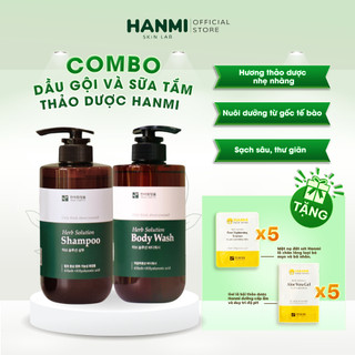Combo dầu gội và sữa tắm thảo dược Hanmi chiết xuất thiên nhiên thơm dịu dàng sạch sâu thư giãn