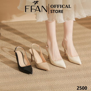 Giày nữ mũi nhọn hở gót [da thật] cao gót đế nhọn bít mũi 2500 slingback FFANSTORE, sandal big size màu đen be trắng