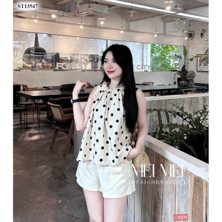 Set áo chấm bi sát nách kèm quần xinh xắn