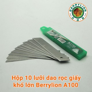 Hộp 10 lưỡi dao rọc giấy khổ lớn berrylion a100m, berrylion a100x