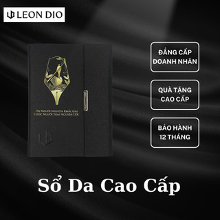 Sổ Còng Bìa Da A5 Leon Dio Người Lái Đò| Màu Xanh Dương/ Đen, Phủ Da PU Cao Cấp, Ruột Kẻ Ngang, Thiết kế 6 Lỗ Còng