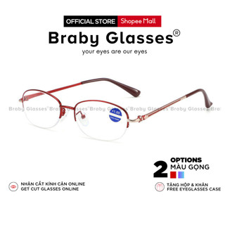 Kính lão đọc sách Braby Glasses viễn thị cho người lớn tuổi sẵn độ Titan cao cấp chắc chắn chống gẫy siêu nhẹ KL02 Đỏ