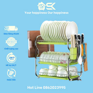 Kệ để chén đĩa dao thớt 3 tầng [full inox] chống gỉ , giá inox đa năng