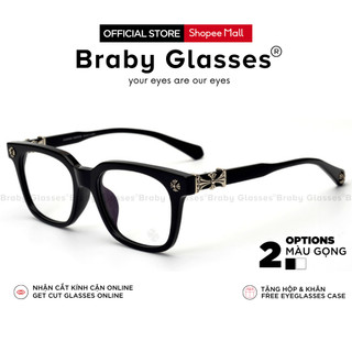 Kính gọng vuông cận thời trang nam nữ Braby Glasses chất liệu nhưạ cao cấp kiểu dáng sang trọng mk46