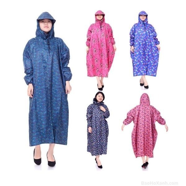Áo Mưa Bít trùm Vải Dù 1m4 Hoa, Sọc Caro Không Thấm Nước ( Không Xẻ Tà ) - hàng cao cấp