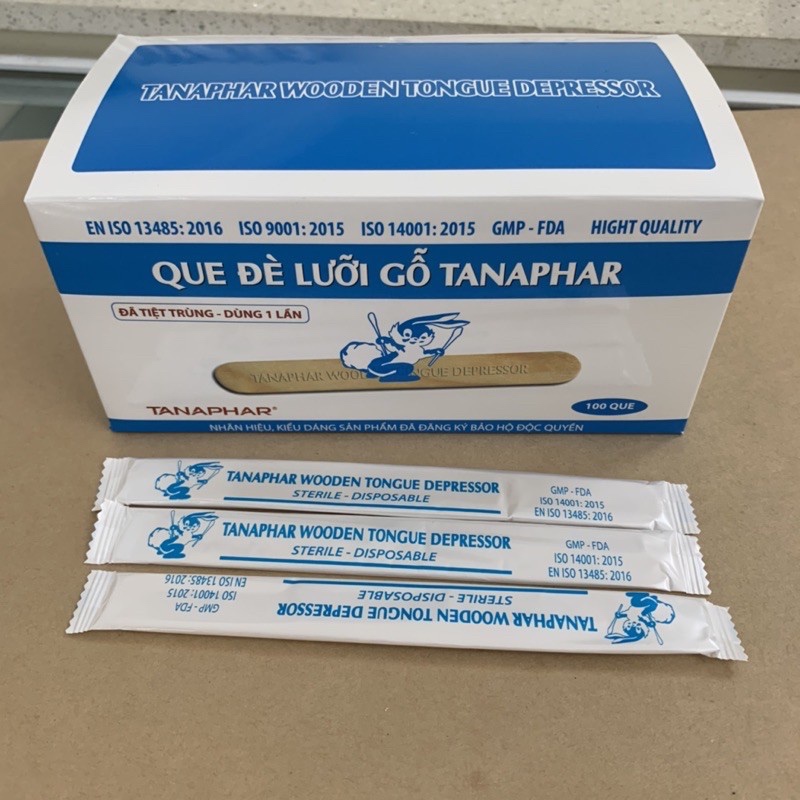 Que Đè Lưỡi Gỗ Tiệt Trùng Tanaphar Hộp 100 Que