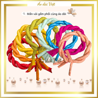 Mấn xoắn vải gấm cao cấp đội đầu vấn tóc phối cùng áo dài gấm