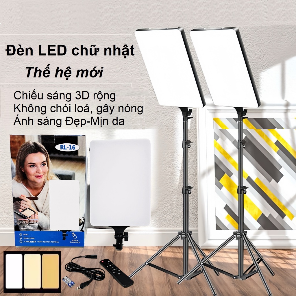 Đèn LED chữ nhật RL thế hệ mới ánh sáng đẹp hỗ trợ chụp ảnh livestream và quay video chuyên nghiệp n