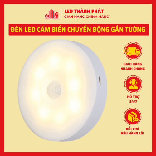 Đèn Led Cảm Biến Chuyển Động Gắn Tường Cầu Thang Tủ Quần Áo Thông Minh Sạc USB tròn 85cm 0.5W