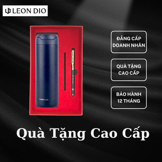 Set Quà Tặng Bút Ký Tên Leon Dio (Tùy chọn) & Bình LocknLock LHC3281BLU-DANDY ONE TOUCH TUMBLER - 420ML
