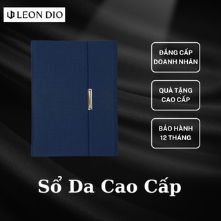 Sổ Còng Bìa Da Trơn A5 Leon Dio| Màu Xanh Dương/Đen, Chất Da PU Phủ Nhung Cao Cấp, Giấy Kẻ Ngang, Thiết Kế 6 Lỗ Còng