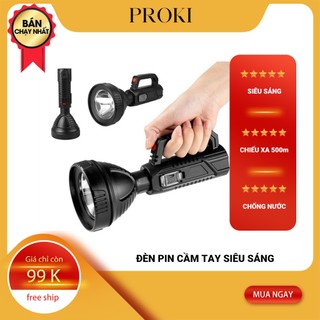 Đèn pin cầm tay Proki tuần tra siêu sáng chiếu xa 500m, chống nước tuyệt đối