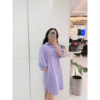Đầm Sơ Mi Cotton (Tím) (Made By Mya)