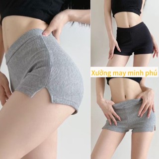 Quần Short Nữ Len Tăm Xẻ Gấu Chất Co Giãn Có Bigsize