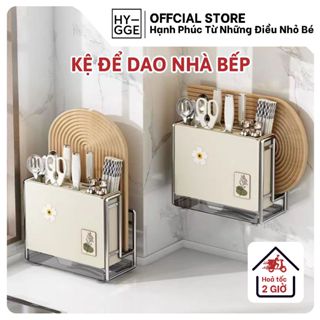 Kệ Để Dao Nhà Bếp HYGGE Có Thể Treo Tường, Giá Đựng Dao Thớt Phòng Bếp Có Khay Thoát Nước