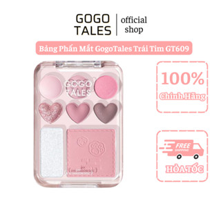 [HỎA TỐC]Bảng mắt Gogo tales trái tim GT609 8 ô màu phấn mắt kèm highlight và má hồng 3 in 1 GOGOTALES Cat theme sticker