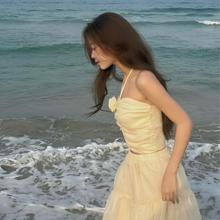 Sét váy maxi áo cúp nguc dây yếm gắn hoa kèm chân váy xoè dáng dài 2 lớp xinh xẻo B404 PANOSI | BigBuy360 - bigbuy360.vn