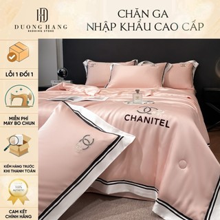 Bộ Chăn Ga Phi Lụa Chanitel DH Bedding 4 Món Chất Vải Mềm Mịn Mẫu Thiết Kế Mới 2024 Hàng Cao Cấp