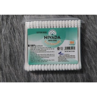 Tăm bông que giấy nivada gói 100 que.