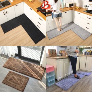 Thảm Lông Nhà Bếp BAOHOME Cao Cấp Chống Trượt Bộ 2 Kích Thước Lớn Lau Chân Phòng Khách B008