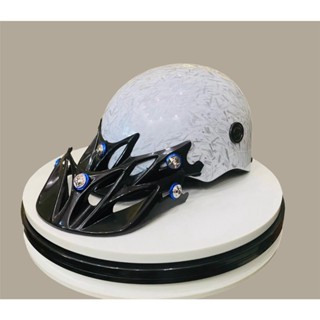   GIÁ TỐT  Nón Bảo Hiểm Nửa Đầu - Mũ Bảo Hiểm 1 2 Sơn Nhúng Carbon Trắng Xước - Gắn 3 ốc Salaya + Titan Siêu Ngầu 