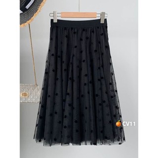 Chân váy lưới họa tiết chấm bi dài 70cm cv11