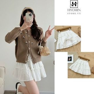 Chân váy ngắn ren bi 3 tầng chất thô cạp chun dễ thương hyominstore.vn