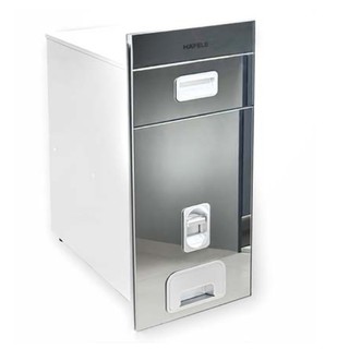 Thùng gạo hafele 549.32.990/549.32.991/549.32.758, lắp âm tủ, kính tráng gương hoặc ốp phủ cánh gỗ.